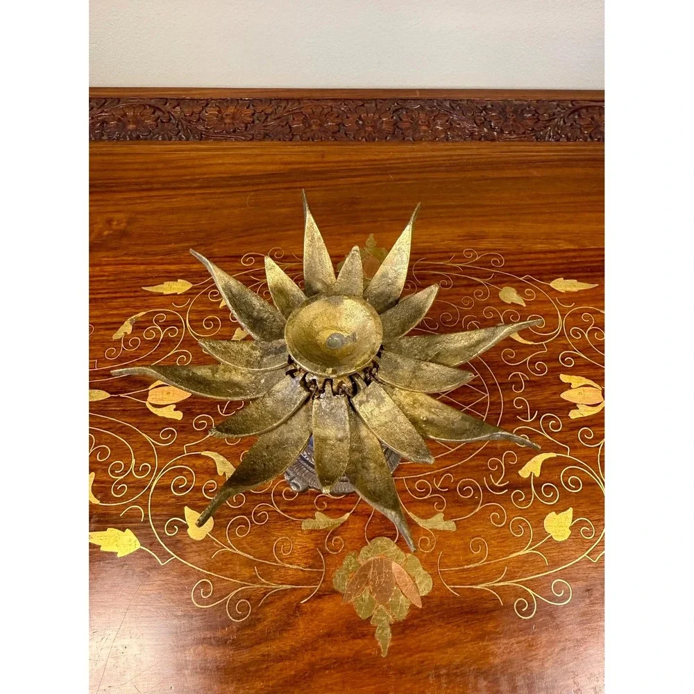 Vintage Brass Lotus‎ Candle or Incense Holder • Expanding Flower Design